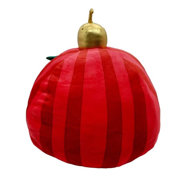 Linzy Christmas Ornament Plush Red Striped Gold Green Holly Smile Face 13" - Picture 2 of 9